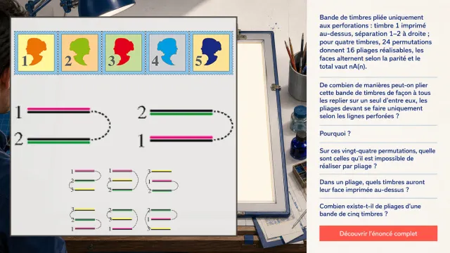 Une bande de timbres à plier - Problème de maths | Tangente
