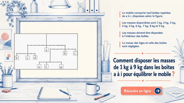 Mobile à équilibrer : placez les masses de 1 à 9 | Tangente