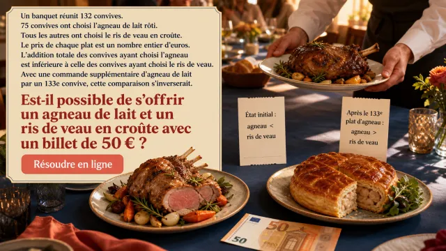 Repas gastronomique : problème d'arithmétique | Tangente