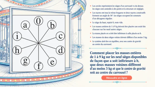 Le carrousel décagonal : placez les masses de 1 à 9 | Tangente