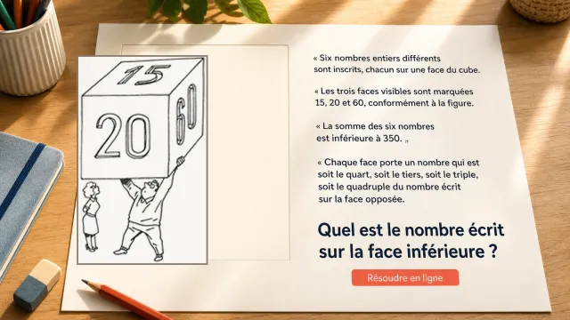 Problème cubique : nombres sur les faces du cube | Tangente