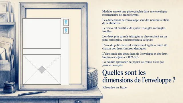 Enveloppe timbrée : problème de géométrie entière | Tangente