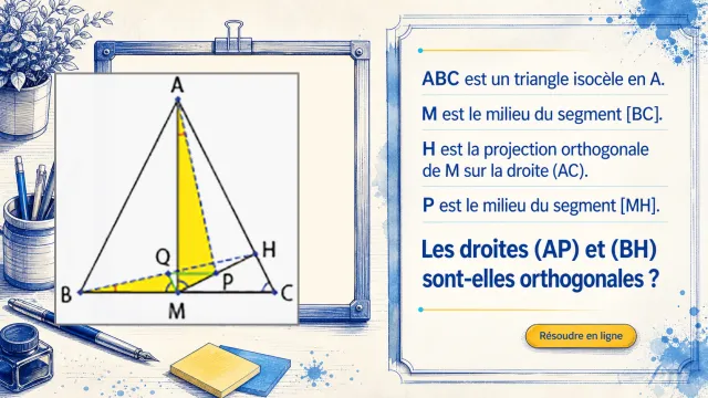 Orthogonalité dans un triangle isocèle : preuve | Tangente