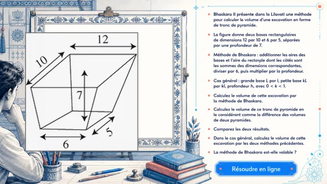 D'après Bhaskara : calcul d'un tronc de pyramide