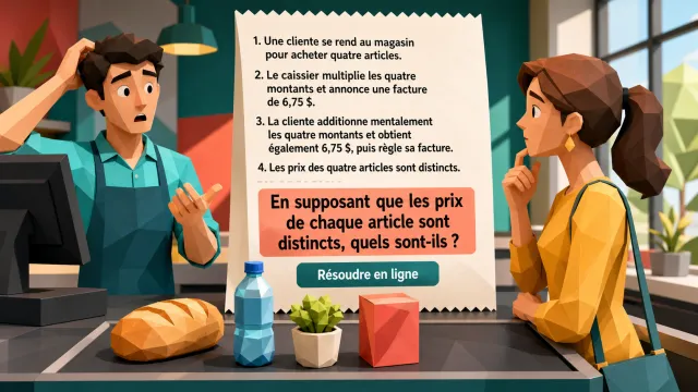 Le total etait juste : somme = produit pour 4 prix | Tangente