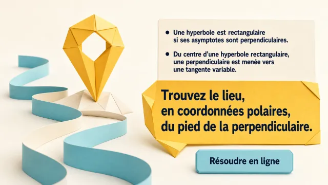 Un lieu à trouver : hyperbole et coordonnées polaires | Tangente