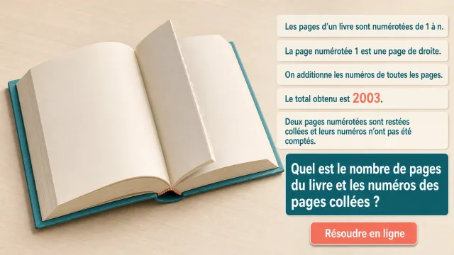 Problème : pages numérotées et pages collées | Tangente