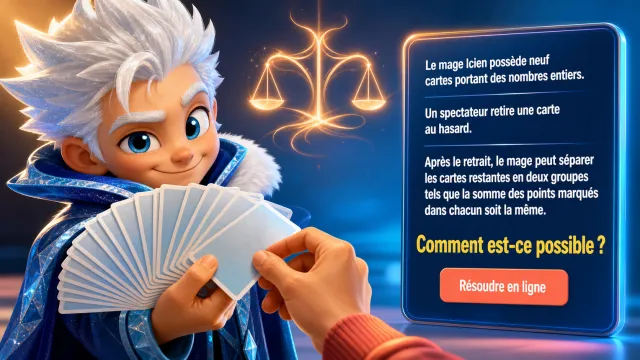 Tour du mage Icien : séparer des cartes en sommes égales | Tangente