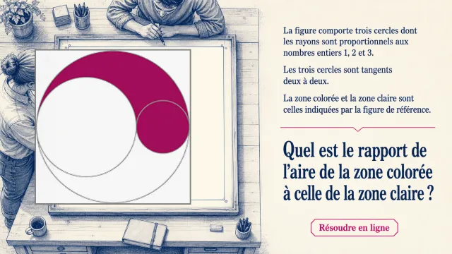 Trois cercles tangents : rapport des aires | Tangente