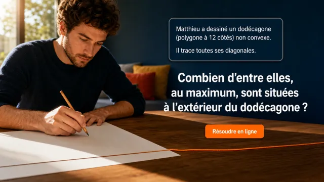 Le dodecagone non convexe : diagonales a l'exterieur | Tangente