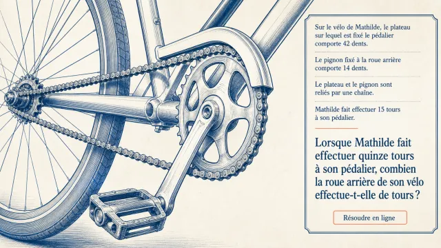 Le vélo de Mathilde : plateaux, pignons et transmission