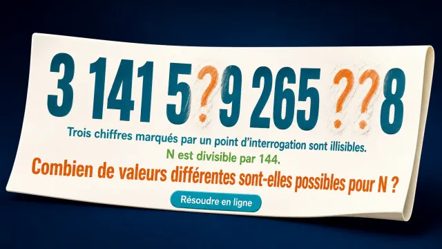 Les chiffres effacés : divisibilité par 144 | Tangente