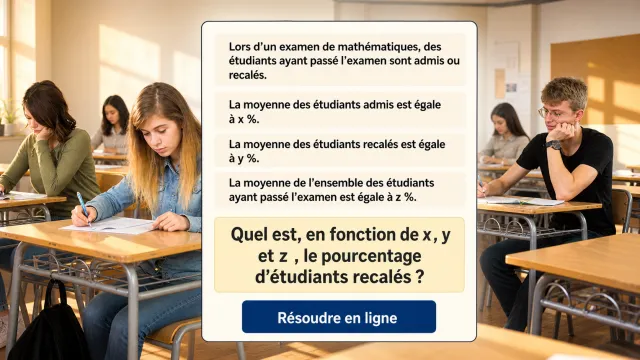 Calculer le pourcentage de recalés à un examen - Problème de moyenne