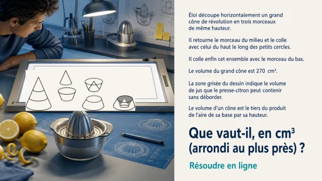 Le presse-citron : volume d'un cône découpé en trois | Tangente