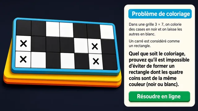 Rectangles interdits problème coloriage grille 3×7