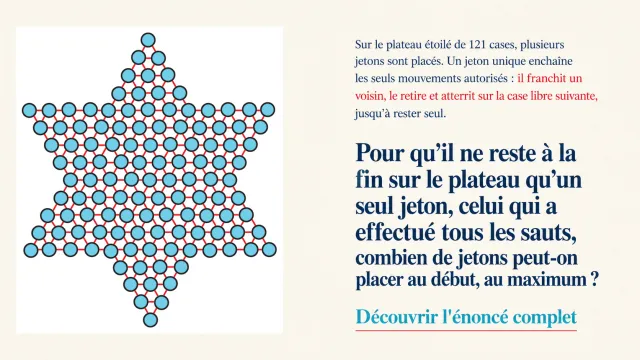 Dames chinoises en solitaire : le maximum | Tangente