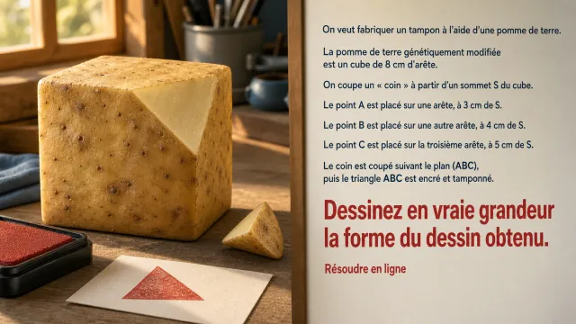 Tampon-patate : couper un cube en géométrie | Tangente