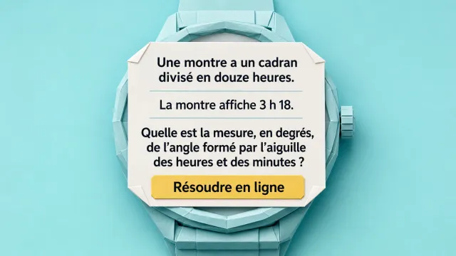 Trois heures dix-huit : angle entre les aiguilles | Tangente