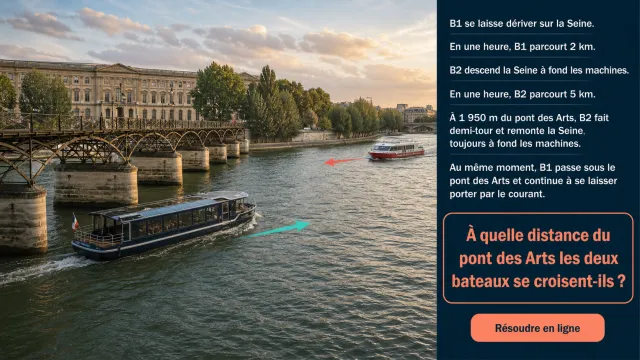 Les deux bateaux sur la Seine : cinematique | Tangente