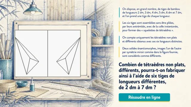 Tétraèdres avec 6 tiges de bambou : combien de formes ? | Tangente