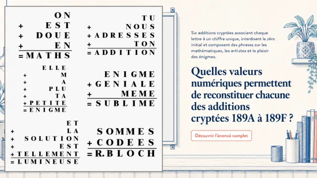 Additions mystères et cryptarithmes logiques | Tangente