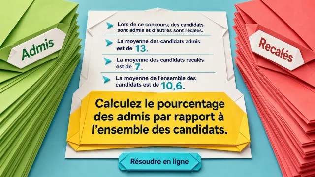 Problème : Admis, recalés — calcul de moyennes | Tangente
