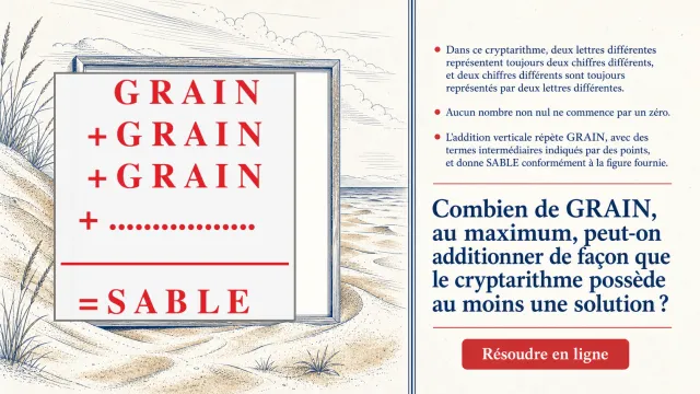 Combien de GRAIN ? Le cryptarithme difficile | Tangente