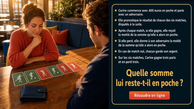 Les paris de Carine : combien reste-t-il ? | Tangente