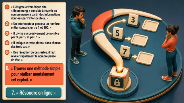 La premiere enigme Boomerang : diviser par 3, 5 et 7 | Tangente