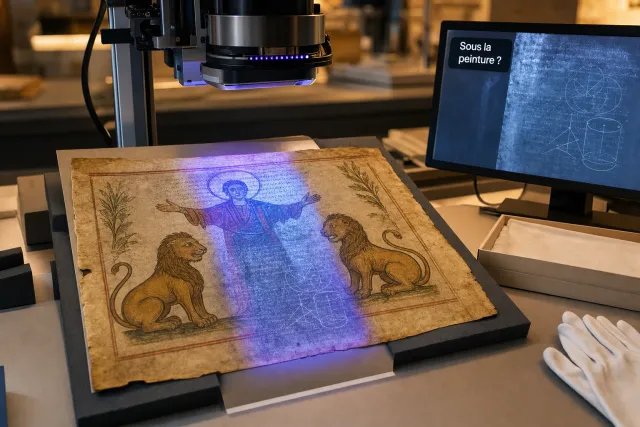 Page d'Archimède retrouvée au musée de Blois : palimpseste et géométrie antique