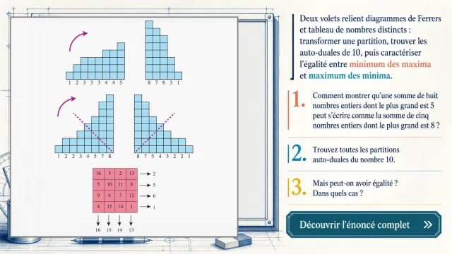 Partitions, minimax et diagrammes de Ferrers | Tangente