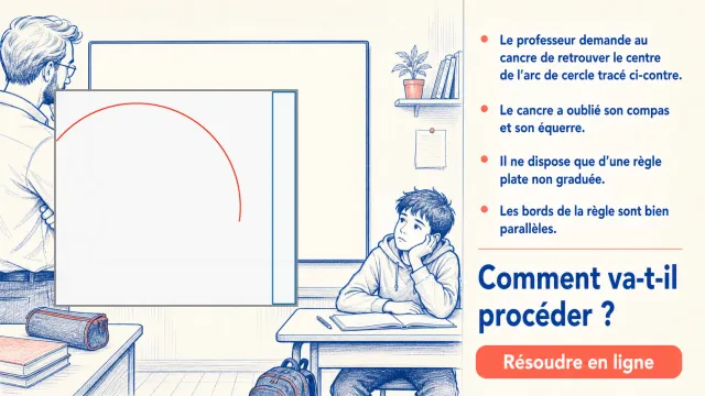 Problème : trouver le centre d'un arc sans compas