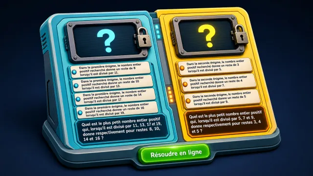 Problème : quatre divisions et quatre restes imposés