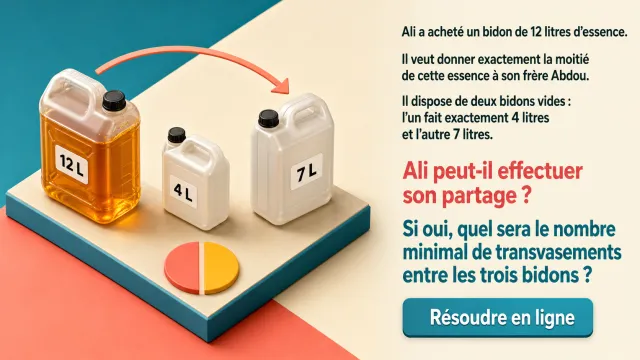 L'essence d'Ali : probleme de transvasement | Tangente