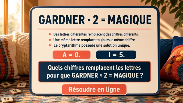 Un auteur magique : cryptarithme GARDNER | Tangente