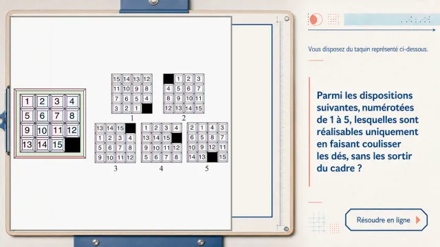 Le taquin : permutations paires et positions bloquées | Tangente