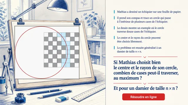 Problème : cercle traversant un maximum de cases