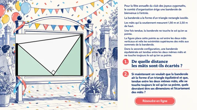La banderole : probleme de geometrie triangulaire | Tangente