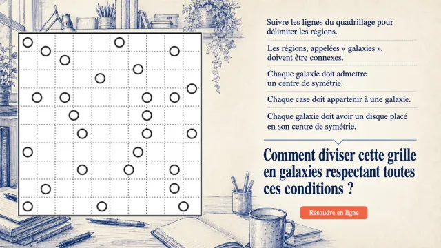 Galaxies spirales : puzzle de symétrie sur grille | Tangente