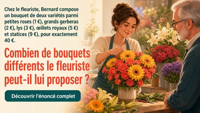 Le bouquet : combinaisons et contrainte budgét... | Tangente