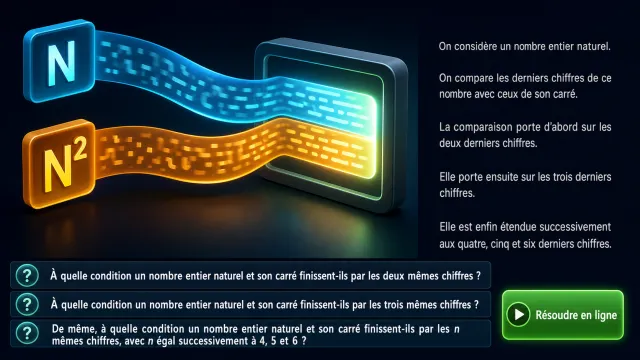 Rimes au carré : problème sur les chiffres terminaux | Tangente