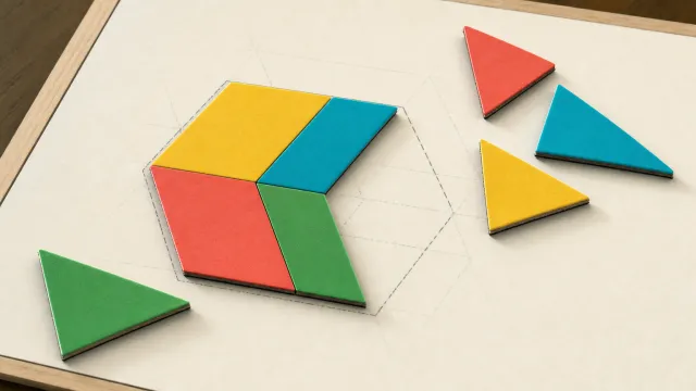 Assembler des triangles pour former un hexagone convexe sans vide